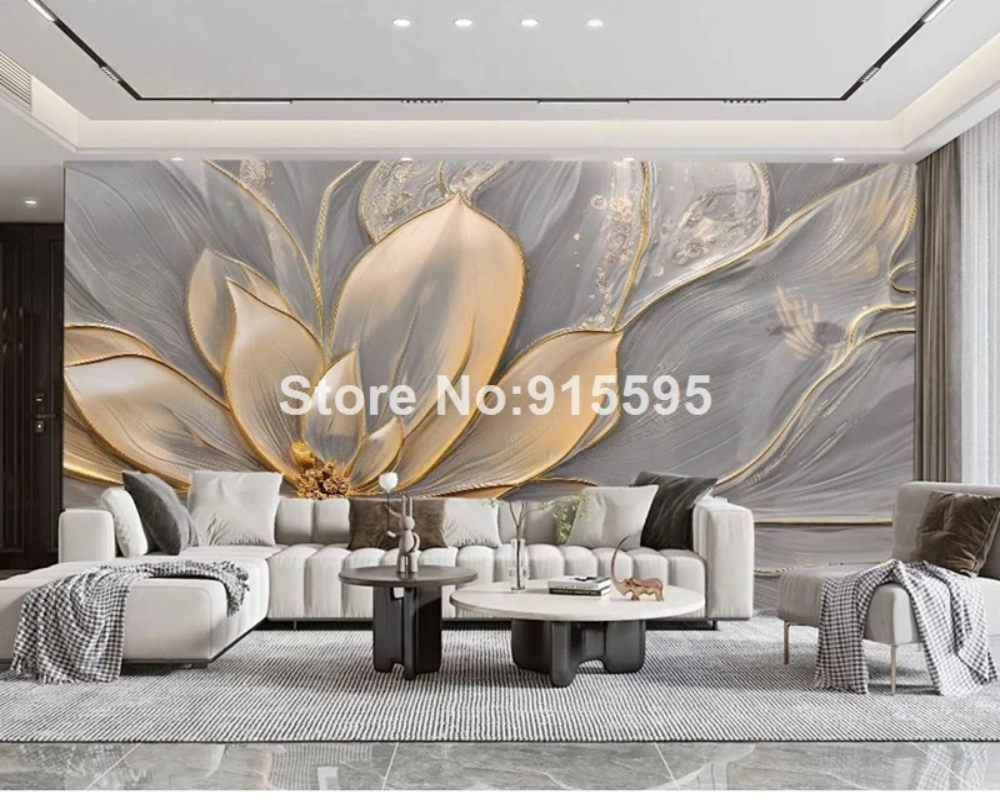 3D Wallpaper Floral Plaster Artisan
